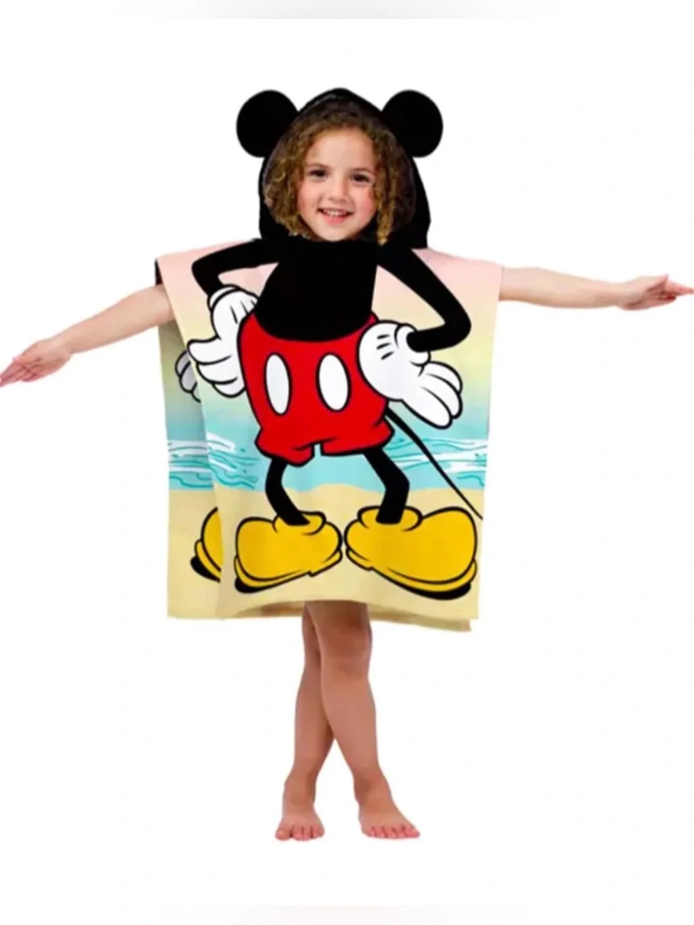 DISNEY Mickey Mouse Kids Poncho Wearable Towel Beach Cruise Fun Bathtime NEW NWT